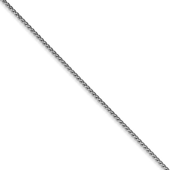 1mm 10k White Gold Solid Diamond Cut Wheat Chain Necklace, 20 Inch - Picture 1 of 8